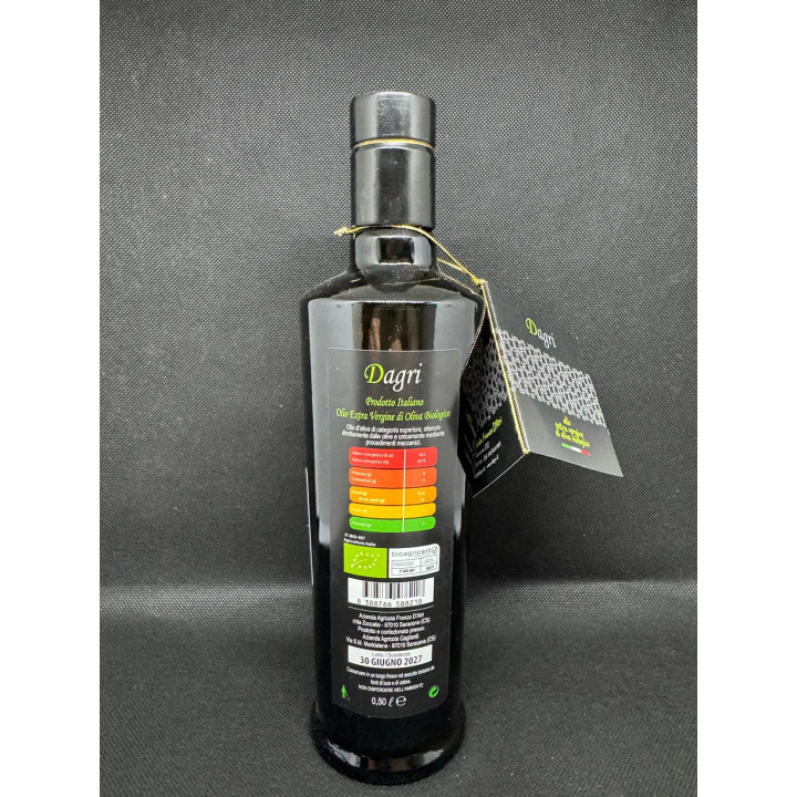 Bottiglia olio extravergine biologico 0,50cl